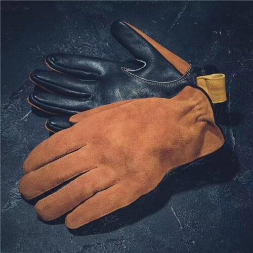 2021 New Mens Geniune Sheepskin Leather Gloves Men Women Driving Windproof Motorcycle Gloves Winter Mittens Top Quality S2352