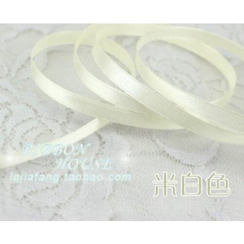 New (25 yards/roll ) 6mm Beige Cream White satin ribbon webbing decorationChristmas gift Packaging ribbons Sewing Fabric DIY