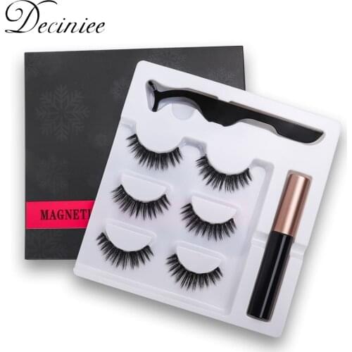 New Magnetic Fake Eyelashes Magnetic Liquid Eyeliner Natural Long 5 Magnet False Eyelashes With Tweezer set for Girl Women Gift