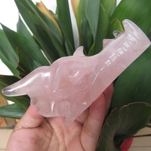 New Arrival ! 297g Natural Pink Rose Quartz Carved Crystal Dragon Skull Reiki Healing Hand-carving Meditation Fengshui