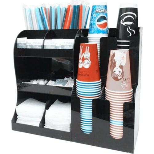Cup & Lid Dispenser Organizer Acrylic Cup Holder Bar Storage Box Paper Cup Plastic Shelf Coffee Tea Cup Rack Cocktail Box