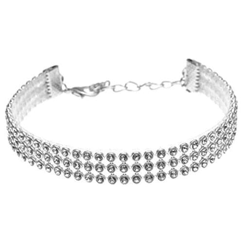 Crystal Rhinestone Choker Necklace Women Wedding Accessories Silver Color Chain Punk Gothic Chokers Jewelry Collier Femme