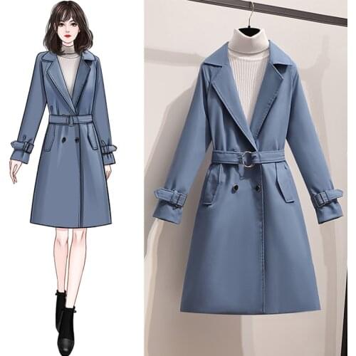 HOT Spring and Autumn Medium length Windbreaker Korean version All-match Temperament Show thin Womens top Coat tide Oversize