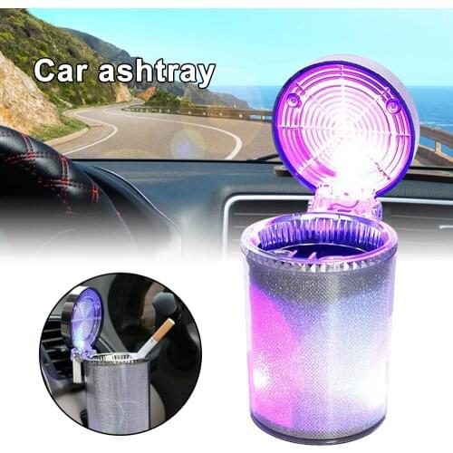 Portable LED Light Car Ashtray Luminous Night Cylinder Container Holder Cup