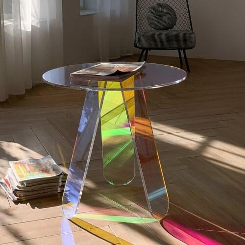 Rainbow coffee table modern light luxury colorful colorful transparent acrylic plexiglass balcony side table coffee table