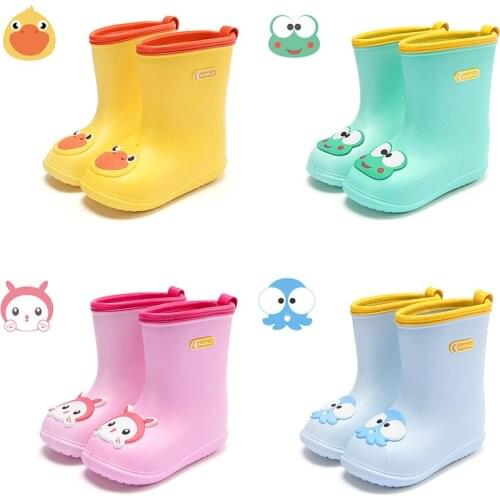 Rainboots for Baby Boots Waterproof Rain Boots for Children PVC Rubber Colorful Cute Cartoon Kids Shoes Breathable Water Shoes