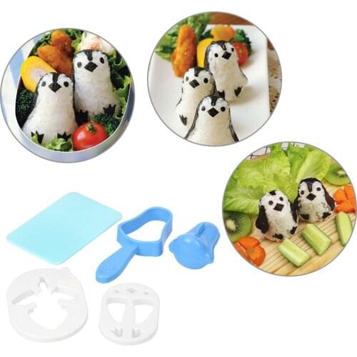 DIY Rice Ball Mould Penguin Sushi Maker Mold Sandwich Rice Ball Mould Sushi Nori Punch Pad Cooking Bento Tool