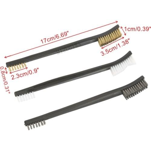 3pcs Steel Wire Brush Double End Brushes Universal Gun Hunting Cleaning Kit Tactical Rifle Pistol Gun Cleaning Tool