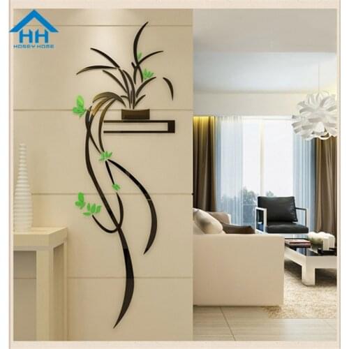 Creative 3D Acrylic Orchid Flower Wall Sticker Self-adhesion Home Decor Living Room TV Background Wall Decals Wall Decorations