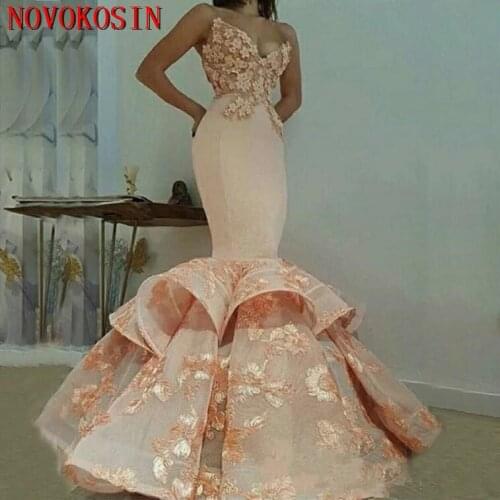 2019 Sweetheart Flora Appliques Backless Evening Gowns Lace Party Dress Custom Made Coral Mermaid Prom Dresses