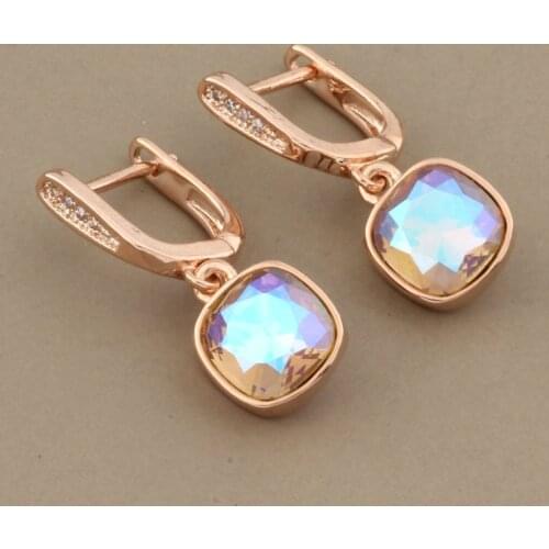 New Trend Cute shiny Small Earrings 585 Rose Gold Color Earings Luxury Fine Jewelry For Woman Engagement Exquisite Korean style