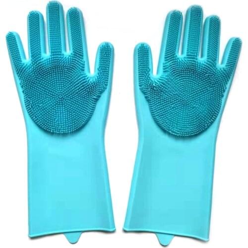 1 Pair Multifunctional Gel Thickening Durable Pet Fruit Golve Dish Washing Silicone Gloves Kitchen Vegetables Cleaning Gloves