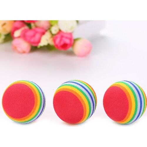 1Pcs Rainbow 3.5cm Cat Toy Ball Interactive Cat Toys Play Chewing Rattle Scratch EVA Ball Training Pet Supplies pet supplies
