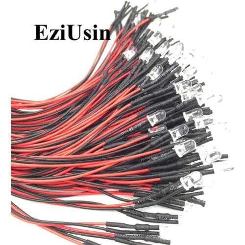 100PCS 6V white light 5mm white LED Light Bead lamp emitting diode line 20CM