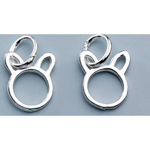 2pcs 925 Sterling Silver Hollow Out Cute Rabbit Figure Charms Handmade Bracelets Silver Dangle Pendants DIY Jewelry Accessories