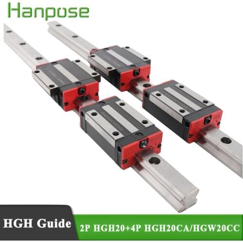 4pcs HGH20CA or HGW20CC + 2pcs linear rail HGH20 cnc parts and L1200 1300 1400 1500MM linear guide rails block HGW20CC