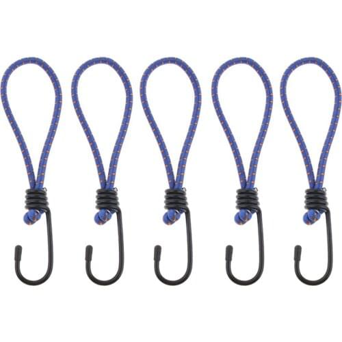 5 Pcs Bungee Hook Tie Tarpaulin Elastic Stretch Cord Straps With Hook for Camping & Hiking Tents Shelters Accessories