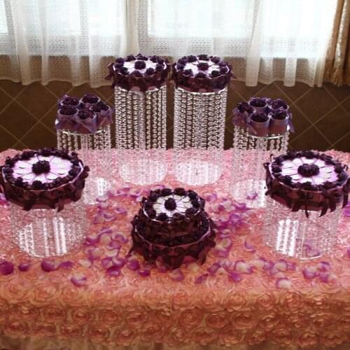 6pcs Clear Circle Round Cake Stand Wedding Birthday Display CupCake Rack Christmas Supply Happyshopping