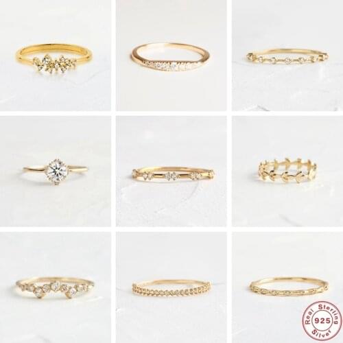 Aide 925 Sterling Silver White Crystal Wedding Rings for Women Minimalist Zircon Wedding Engagement Charm Womens Ring Jewelry