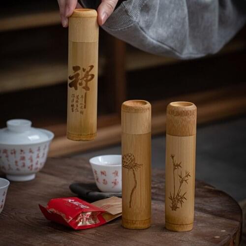 Bamboo Tea Box Jasmine Tea Set Japanese Smell Proof Box Gift Bamboo Jars Bamboo Container Cajas Para Te Tea Storage AC50TE