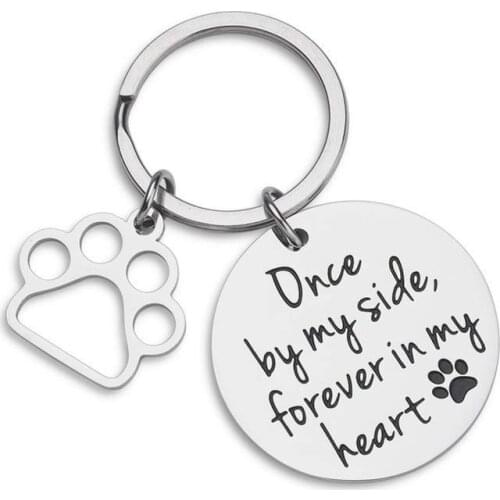 Keychain Dog Cat Remembrance Jewelry Sympathy Gift Dog Remembrance for Women Men Once By My Side Forever In My Heart Key Ring