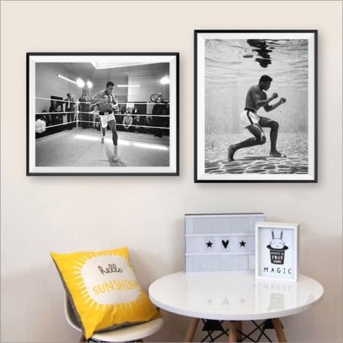 Muhammad Ali Black White Vintage Photo Poster Boxing Training for Fight Against Brian Print Picture Wall Decor Canvas Painting
