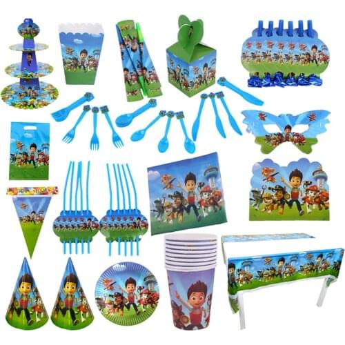 Paw Patrol Birthday Party Decoration Gift Bag Mask Paper Cup Plate Knife Spoon Baby Tableware Kid Disposable Tableware Supplies