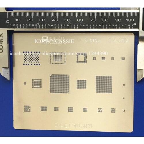 For iPad 6/Air2 Mini4 BGA Stencil CPU RAM Wifi Nand flash Audio Power Amplifier IC Reball Pins Heating Template 0.12mm Thickness