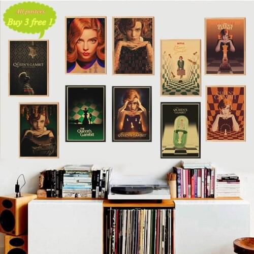 Drama Movie TV The Queens Gambit Vintage Poster Kraft paper Clear Image Wall Sticker Home Decorative Painting