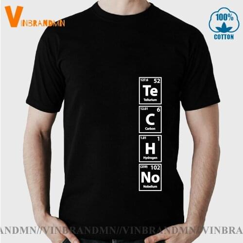 Funny Graphic T Shirt Mens Techno (Te-C-H-No) Periodic Elements Spelling Popular Music T-Shirt Cotton Hip Hop Tops Tees