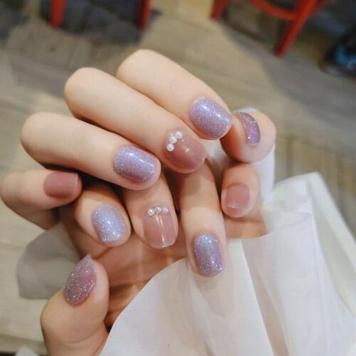 Hig 24pcs Aquamarine Cats Eye Wear Long Paragraph Fashion Manicure Patch False Nails Save Time Wearable Glue Nail Patch