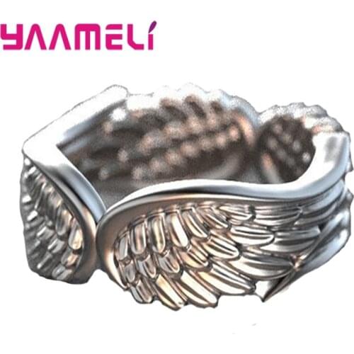 Retro Sterling Silver 925 Antique Ring Vintage Feather Angel Wings Original Design Women Men Finger Hand Decoration Ornaments