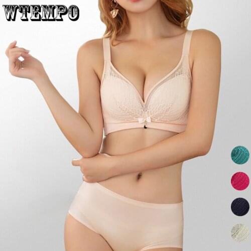 Sexy Lace Underwear Set Women Seamless Bras and Panty Push Up Bra Sets Wireless Gathered Bralette Suit Female Lingerie Brassiere