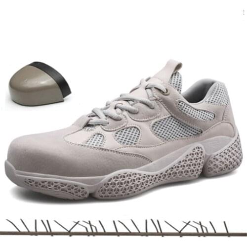 Men Fashion Steel Toe Cap Retro Safety Shoes Men Sneakers Outdoor Anti-slip Steel Puncture Proof Construction Boots Work Shoes