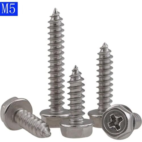 M5 Phillips Hex Washer Head Self Tapping Screws A2 304 Stainless Steel nut new