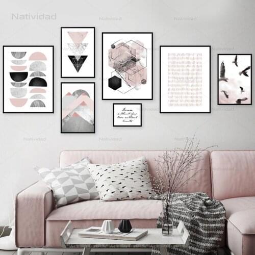 Geometry Mountain Sea Abstract Landscape Wall Art Canvas Painting Nordic Posters and Prints Wall Pictures for Living Room Decor