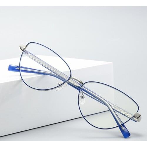 1pc New Metal Frame Cat Eye Optical Glasses Reading Glasses Women Fashion Anti Blue Light Glasses Computer Presbyopia Eyeglasses