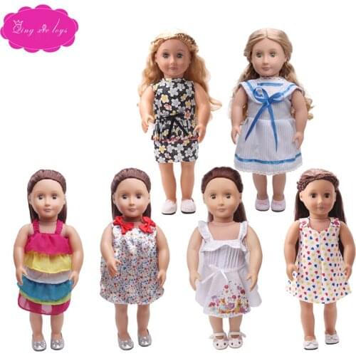 Doll clothes rainbow dress school uniform white skirt accessories fit 18 inch Girl doll and 43 cm baby doll c359