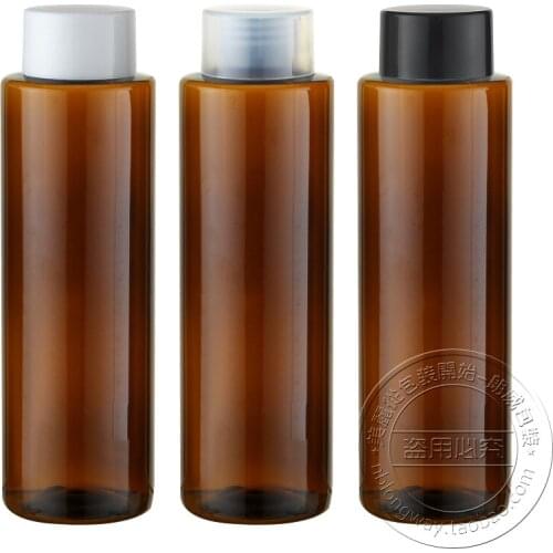 Wholesale 250ml Flat Shoulder Brown Double Lid Empty Bottle 10PCS/LOT