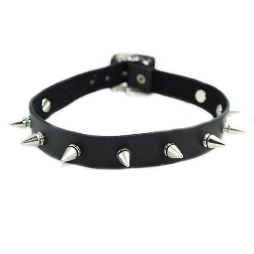 Gothic Men Women Unisex Faux Leather Spike Rivet Choker Punk Necklace Jewelry Round Spike Rivet Collar Choker Jewelry
