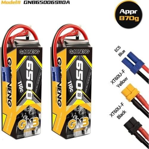 Rechargeable battery GNB 22.2V 6500mAh 110C For RC Car Racing Spare Parts With Shell Upgrade LiHV6S Battery for RC Car Boats