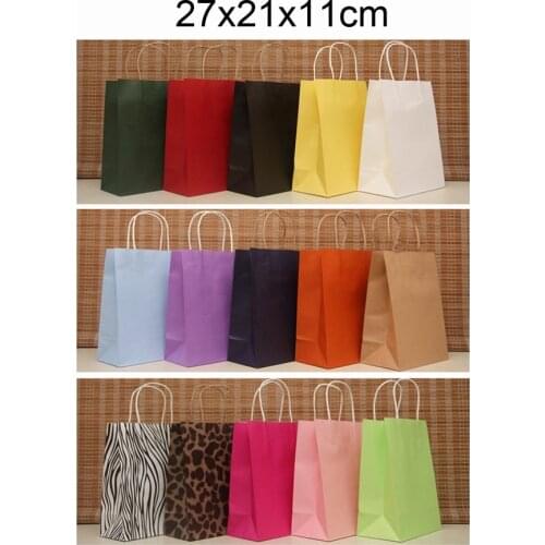 Gift Paper Bags, Shopping Bags with Handle for Birthday Party Gift, Wedding Shower, Baby Shower, Favor 27X21X11cm 10pcs/lot