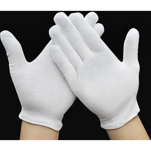 12 Pairs White Inspection Cotton Lisle Work Gloves Coin Jewelry Lightweight Solid Women Men Gloves & Mittens
