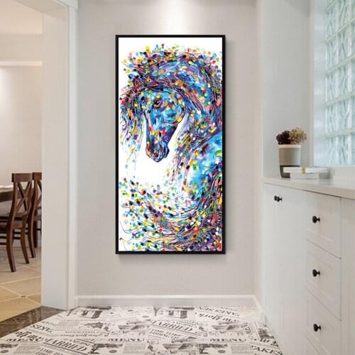 Hand Painted Horse Abstract Oil Painting on Canvas Animal Modern Modular Wall Picture Poster for Living Room