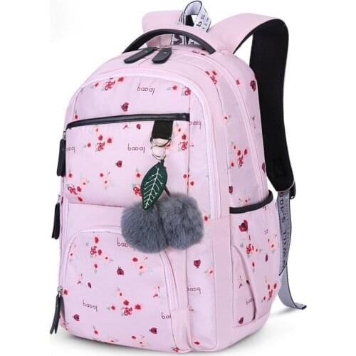 Kids cute black pink school backpack children school bags for teenage girls plush ball gift korean style bagpack mochilas