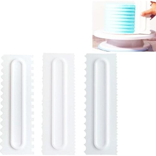 3Pcs/Set Cake Decorating Comb Smoother Cake Scraper 15 Design Textures Baking Pastry Tools Fondant Spatulas Kitchen Baking Mold