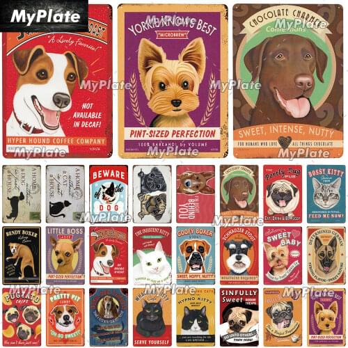 Dog/Cat Plaque Metal Vintage Bar Furniture Plates Panels Tin Sign Bar Sign Vintage Decor Man Cave Decoration Personalized Plate