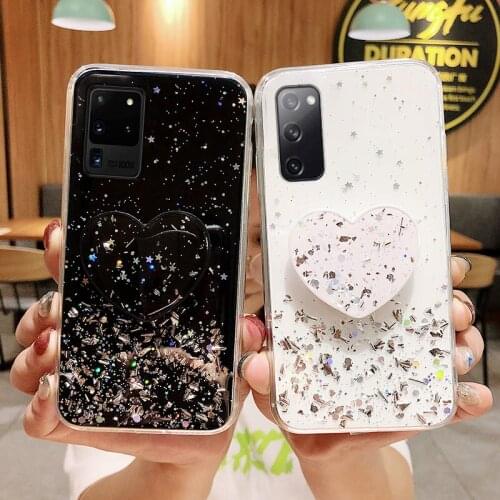 S21 Ultra Case Luxury Bling Glitter Heart Holder Cover For Samsung Galaxy S21 Ultra Plus S21Ultra S 21 Soft Silicone Cases Capa