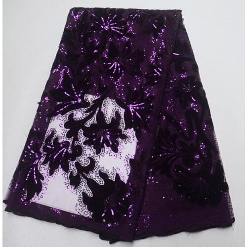 Gorgeous African french velvet lace fabric high quality embroidered beaded tulle sequins lace bridal Nigerian lace fabrics lady