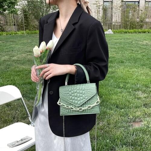 Vintage Women Alligator Pattern PU Leather Solid Color Shoulder Crossbody Messenger Bag 2021 Retro Casual Womens Handbags New